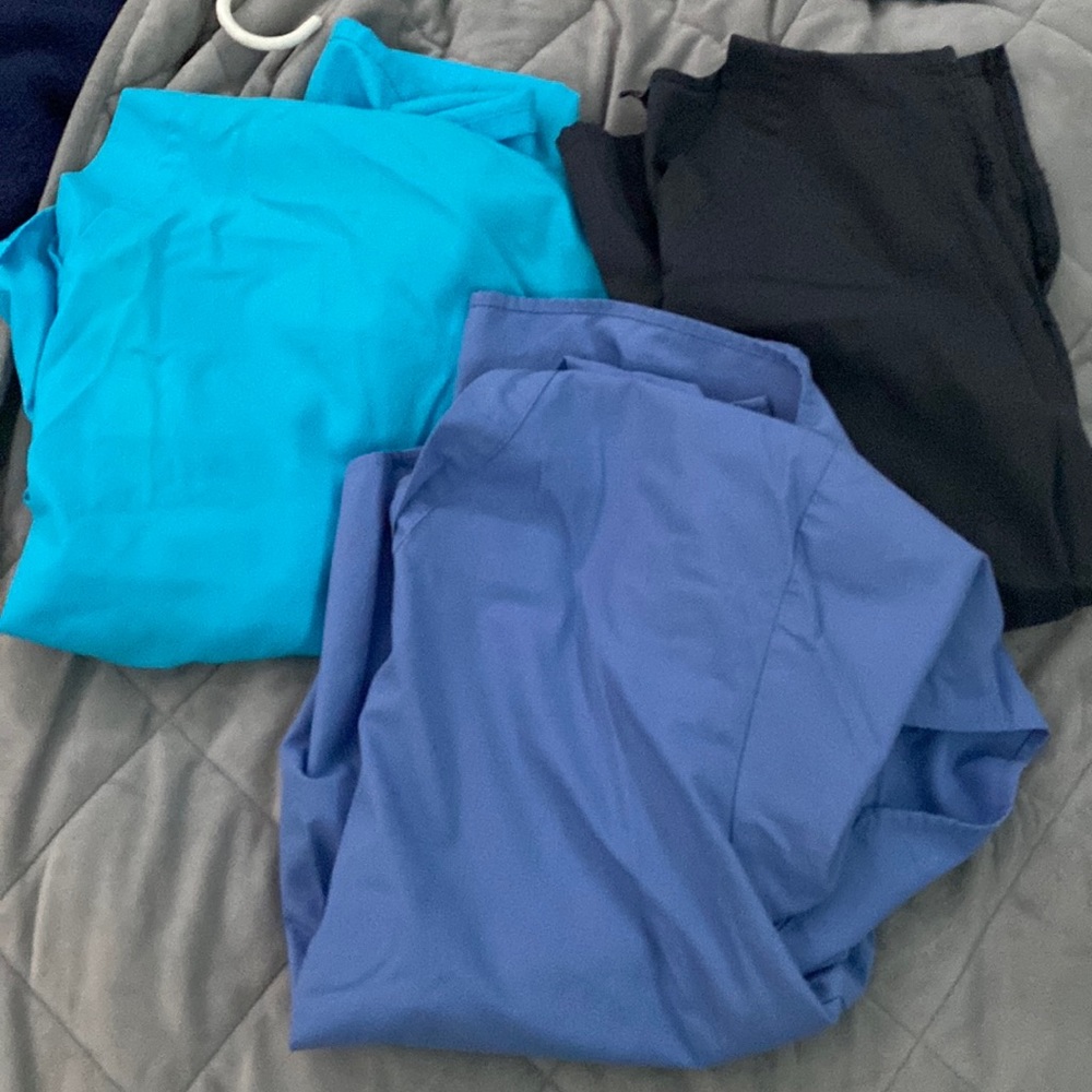 Scrub top bundle- teal, blue, and gray